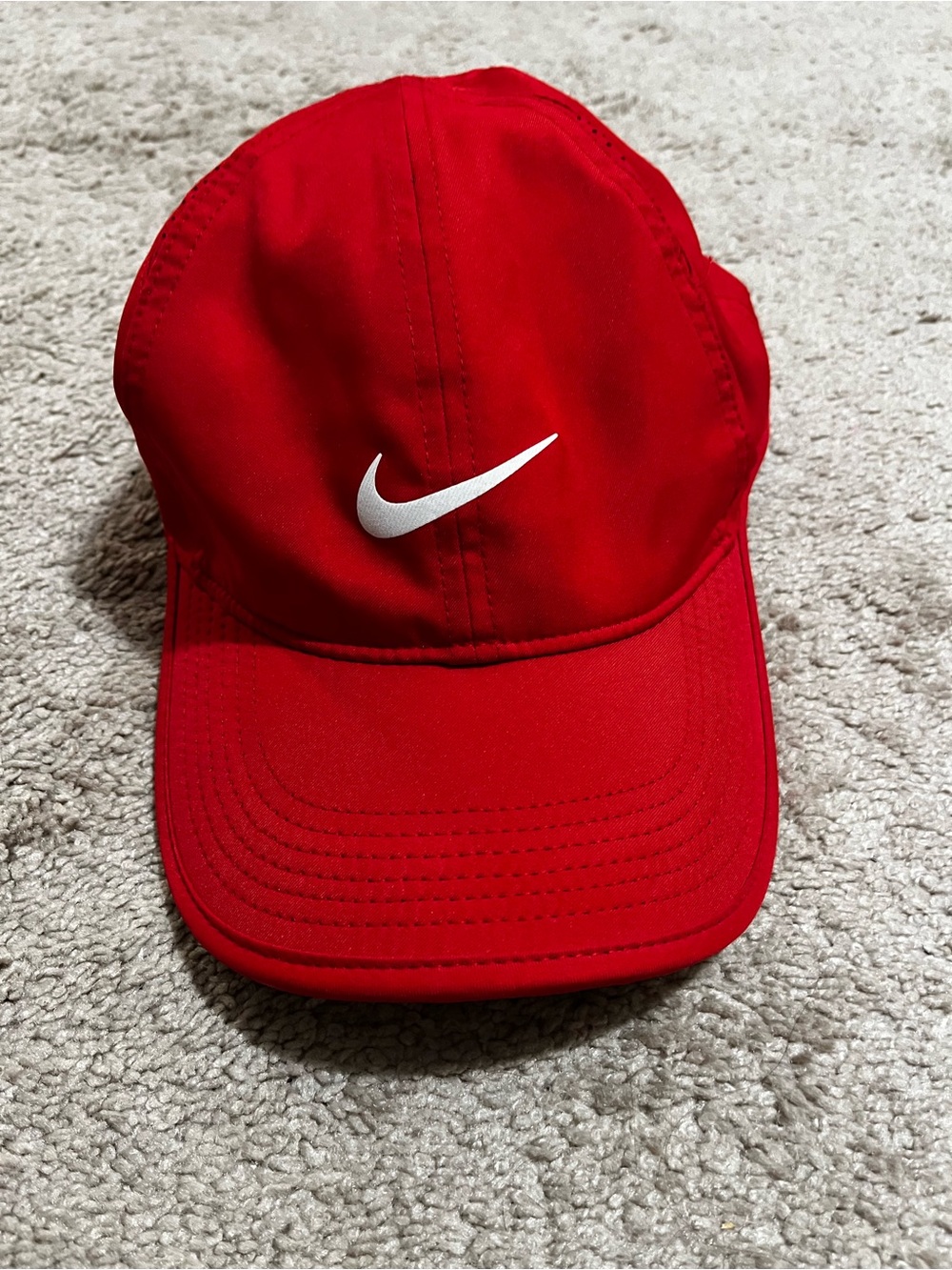 Nike Red Baseball Cap with White Swoosh